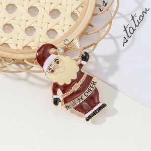 Weihnachtsmann-Brosche mit Holiday Cheer Schriftrolle und Glitzersteinen für Weihnachten