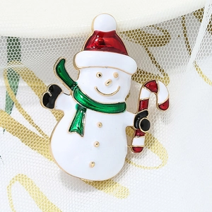 Christmas Snowman Brooch Alloy Enamel Lapel Pin Red Green White Holiday Jewelry Gift For Women Men Clothes Decor