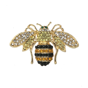 Creative bee brooch with multicolor rhinestones and gold alloy metal base