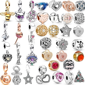 Alloy 925 Sterling Silver Bee Lollipop Tree Of Life Charms For DIY Bracelet Necklace Enamel Zirconia Pendants Jewelry