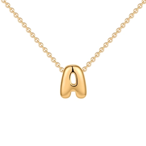 Chic bubble style golden stainless steel necklace with capital letter A pendant