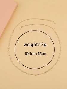 Detail of crystal daisy body chain showing lobster clasp and dimensions 80.5cm plus 4.5cm