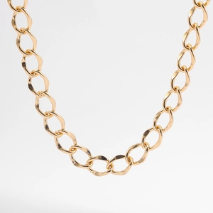 Punk style chunky gold chain necklace with irregular oval geometric alloy links