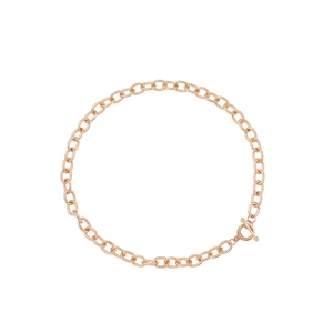 Detail of rose gold chain with textured oval links and OT toggle clasp closure