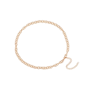 Detail of gold chain necklace with lobster clasp and adjustable extension link