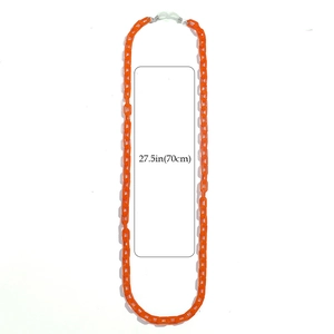 Vibrant orange acrylic Y2K eyeglass chain featuring 70cm length measurement view