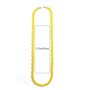 Detail view of a 27.5-inch bright yellow acrylic eyewear chain with silicone loops