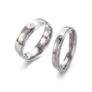 Bagues de couple Her King His Queen en acier inoxydable avec couronne et zircon