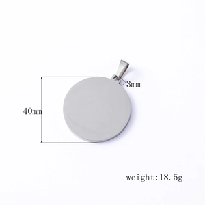 Pendentif rond poli miroir en acier inoxydable 40mm pour gravure personnalisée épaisseur 3mm
