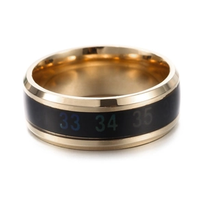 Bague de température en acier doré avec bande de couleur changeante et échelle numérique