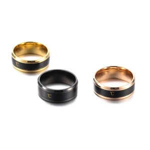 Bagues en acier inoxydable thermosensibles aux couleurs changeantes en or, noir et rose