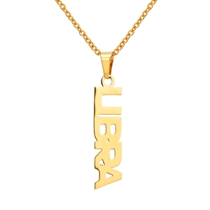 Minimalist 18K gold plated stainless steel Libra zodiac letter pendant necklace