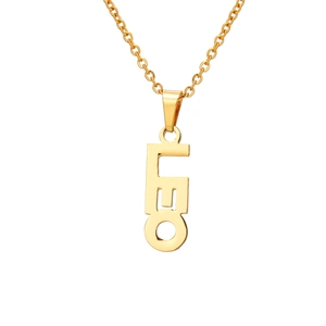 Minimalist 18K gold stainless steel necklace with vertical Leo zodiac letter pendant