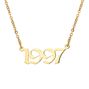 Collier en acier inoxydable doré avec pendentif année 1997 personnalisée et chaîne fine