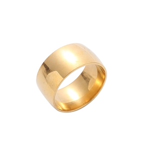 Anello da uomo largo 11 mm in acciaio inossidabile dorato lucido con finitura minimalista