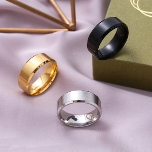 Modern 304 Stainless Steel Ring For Men Women Matte Brushed Wide Band With Beveled Edge Simple Comfort Fit Fashion Ring Jewelry
