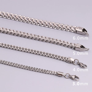 Catene Franco hip hop argento da 3,0 mm a 6,0 mm con chiusura a moschettone sicura