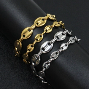 Hochglanzpolierte Schweinenasen Gliederketten Armbänder in Gold und Silber Ausführung