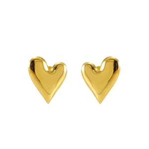 Elegantes pendientes de corazón en acero inoxidable chapado en oro de 18K para mujer