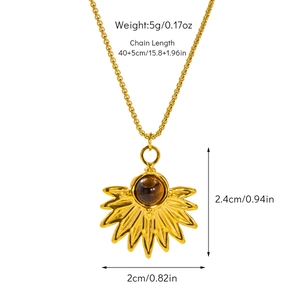 Dimensions du collier bohème fleur de soleil avec pendentif en pierre naturelle brune
