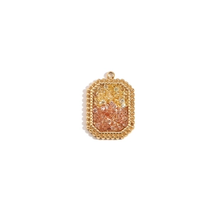 Mini 18K vergulde rechthoekige hanger met kleurrijke micro-pave kristallen voor dames