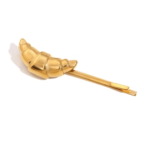 Vintage 18K gold plated stainless steel croissant shaped hair clip for women