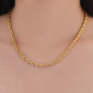Stainless Steel Rope Chain Necklace For Men Women Gold Silver Plated Hip Hop Twist Chain Minimalist Fashion Jewelry Accessory Gift