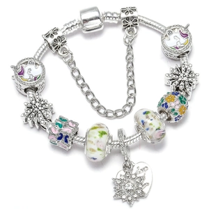 Europäisches Mode Legierung Charm-Armband Für Damen DIY Einhorn Herz Perlen Strass Emaille Schlangenkette Schmuck Geschenk