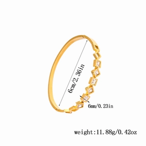 Dettaglio del bracciale in acciaio al titanio dorato 6mm con cristalli e dimensioni
