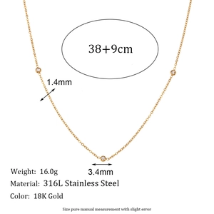 Minimalist 18K Gold Plated 316L Stainless Steel Round Zirconia Pendant Necklace Bracelet For Women Fashion Jewelry Gift