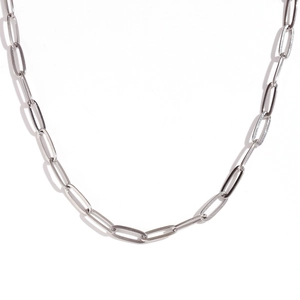 Minimalistische zilveren paperclip ketting voor dames van hoogwaardig roestvrij staal