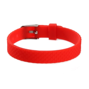 Correa de reloj de silicona roja de 10mm con textura y hebilla metálica plateada
