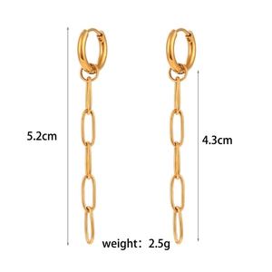 Boucles d'oreilles pendantes en acier inoxydable plaqué or 18K avec maillons