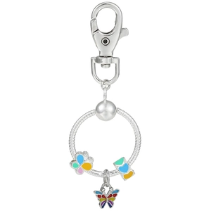 Mode Legering Emaille Vlinder Hart Charm Sleutelhanger Voor Vrouwen Kleurrijke Kraal DIY Slangenketting Hanger Tas Accessoires Cadeau