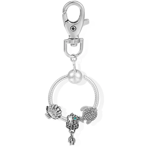 Porte-clés en Alliage d'Argent Vie Marine Avec Breloques Coquillage Tortue Poisson en Strass Ornement de Sac Thème Mer pour Femme