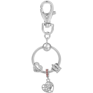 Porte-clés détaillé avec pendentifs arbre de vie, couronne et cœur en argent