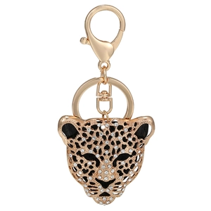 Portachiavi Testa di Leopardo in Lega di Lusso Con Strass Per Donna Oro Traforato Animale Pendente Portachiavi Moda Borsa Ciondolo Gioielli
