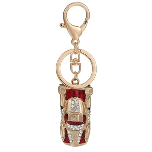 Fashion Gold Racing Car Keychain Alloy Rhinestone Enamel Car Key Ring For Women Bag Pendant Gift Cute Vehicle Key Chain