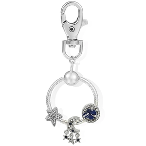 Portachiavi Fai-da-te a Catena a Serpente Con Ciondoli Stella Luna Pianeta Metallo Argentato Con Strass Smalto Donna Ciondolo Borsa