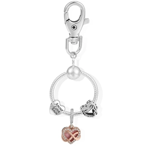 Infinite Love Heart Pendant Keychain Amour Love Engraved Lettering Rhinestone Metal Key Ring For Mother's Day Women Gift