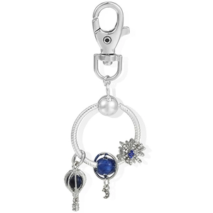 Planet Erde Heißluftballon Schneeflocke Metall Schlüsselanhänger Versilberte Blaue Emaille Anhänger Für Tasche Damen Schmuck