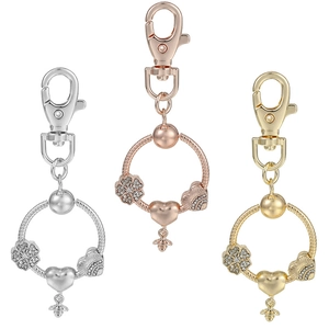 DIY Portachiavi con Ciondolo Ape per Donna Lega Strass Fiore Cuore Charms Anello a Osso di Serpente Accessorio per Auto e Borsa Gioielli
