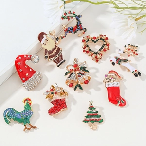 Set de broches de Navidad con pines de esmalte de Papá Noel, campanas y renos