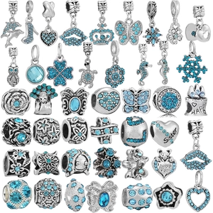Ciondoli Fai Da Te con Strass Azzurri Perline di Cristallo in Lega per Bracciali Collane Stile Pandora Accessori Gioielli Regalo Donna