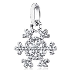 Élégant pendentif flocon de neige en argent avec sertissage de cristaux pavés