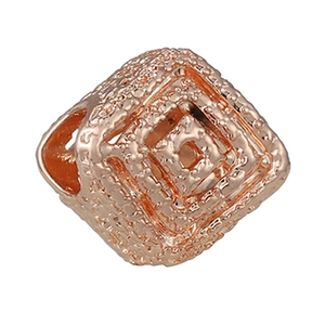 Roségoldene hohle geometrische Charm-Perle mit strukturierter Oberfläche für DIY-Armband