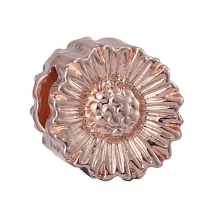 Roségoldene Sonnenblumen-Perle mit feinen Blütendetails für DIY-Armbänder