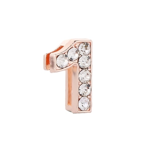 Charm a scorrimento numero 1 in oro rosa con zirconi bianchi per bracciali fai-da-te