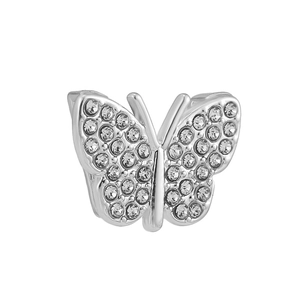 Silver butterfly slide charm for 10mm mesh bracelet with sparkling cubic zirconia