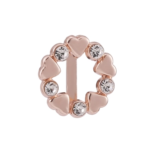 Rose gold keeper with crystal rhinestones and heart shapes for 10mm mesh slide bracelet
